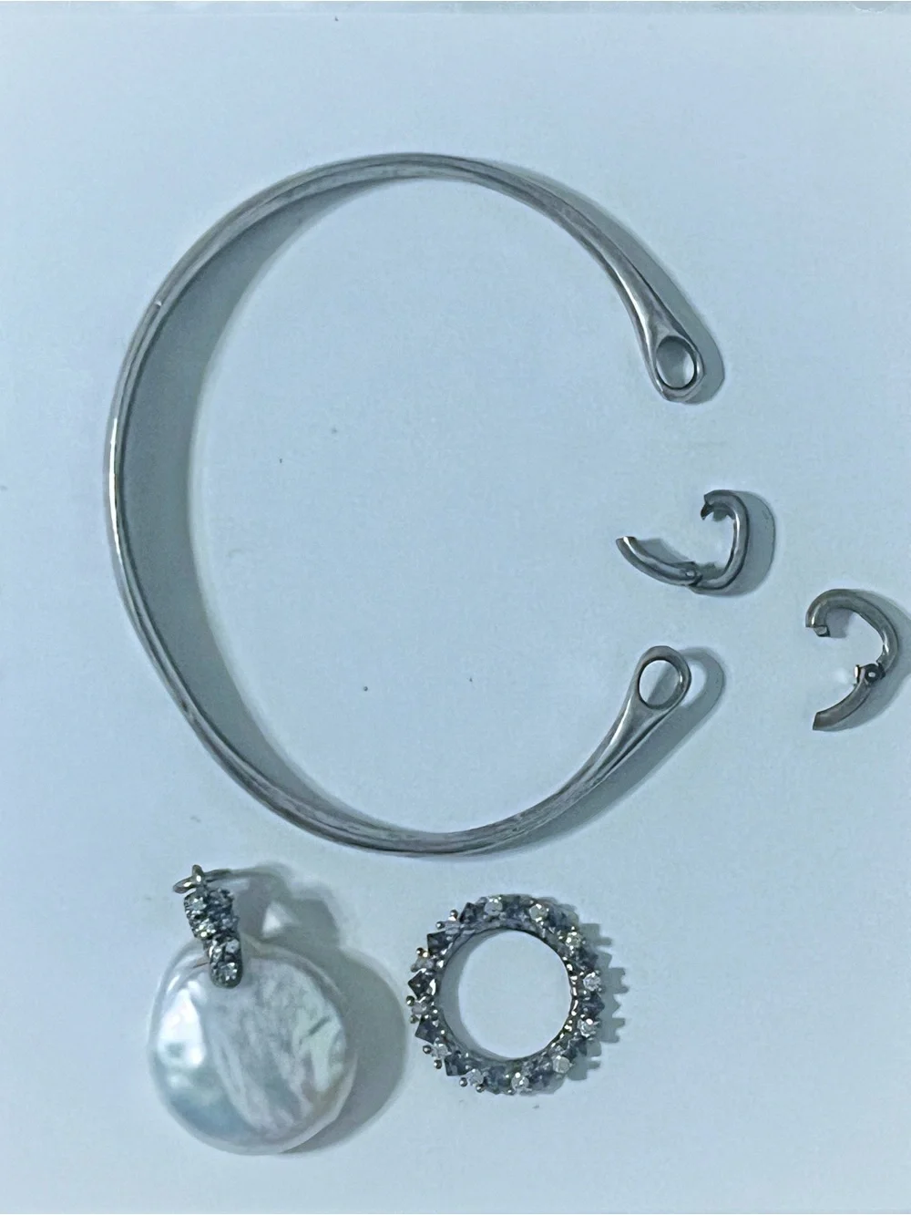 Kendra Scott Modular Bracelet & Crystal Eternity + Freshwater Pearl Charm EUC